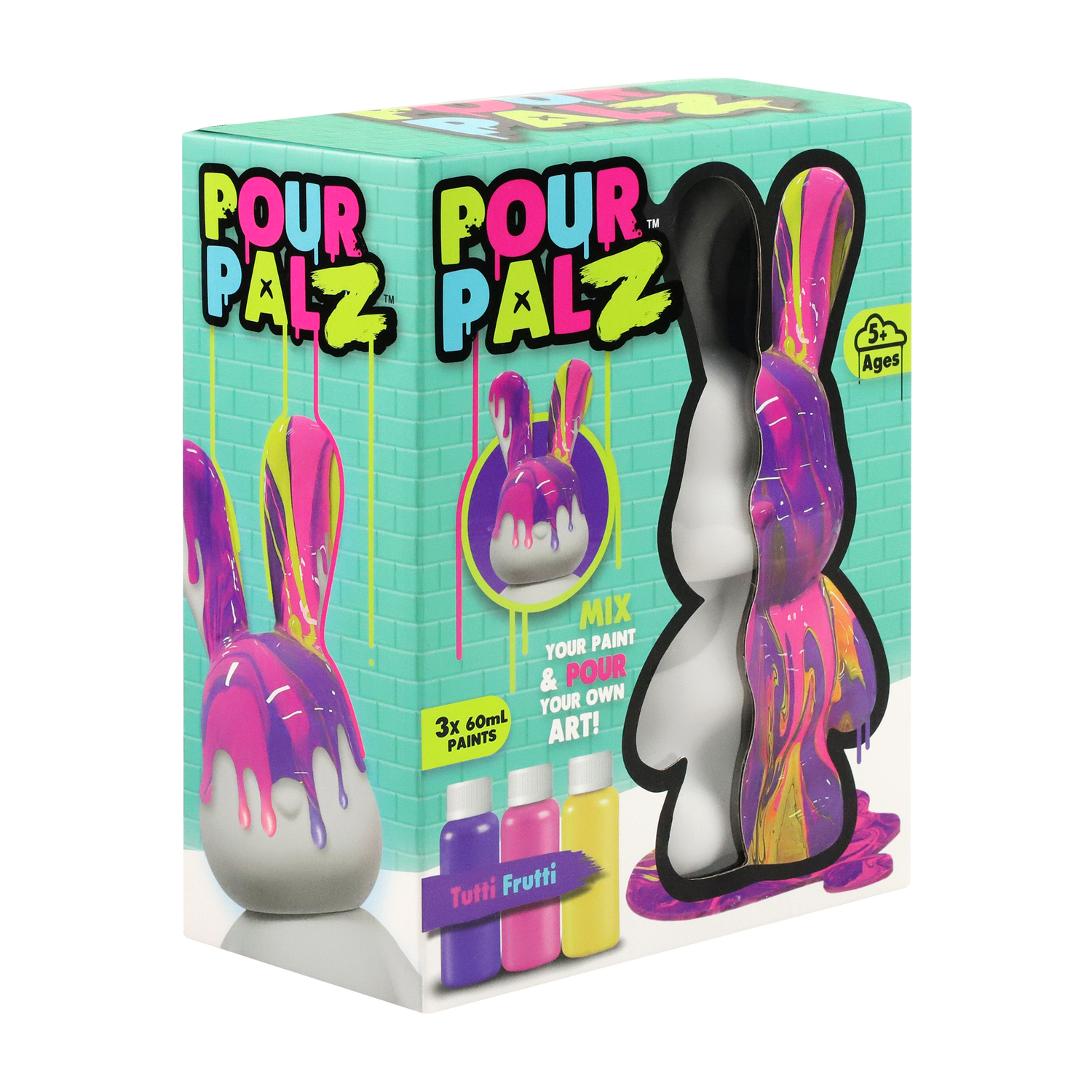 Pour PalZ Large Paint Bunny GOLDEN SPLASH & TUTTI FRUTTI — TOYMONSTER